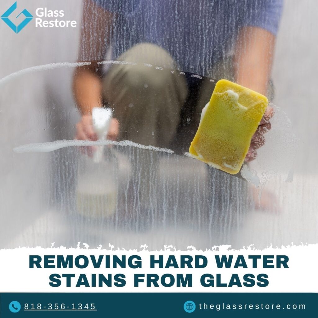 Commercial Glass Repair hard water stains on shower glass