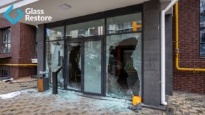 removing damaged storefront windows