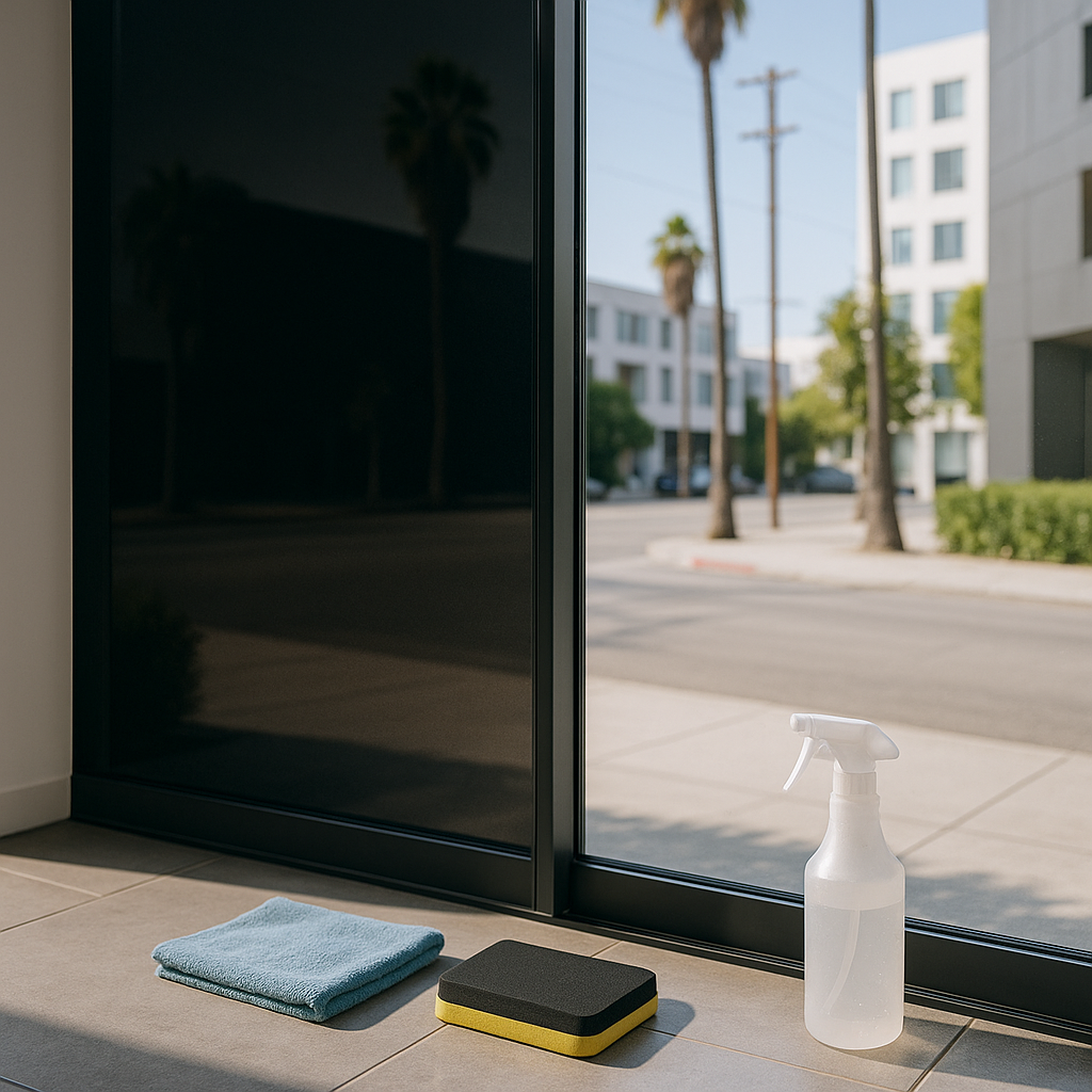 Illustration of windows privacy film & protective film installation for 7 Affordable Fast Office Solutions