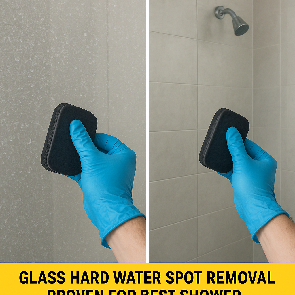 Illustration of Glass hard water spot removal proven for best shower glass restoration results