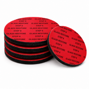 Five Step 6 glass polishing pads used to remove fog and restore clarity after the Glass Restore correction Steps