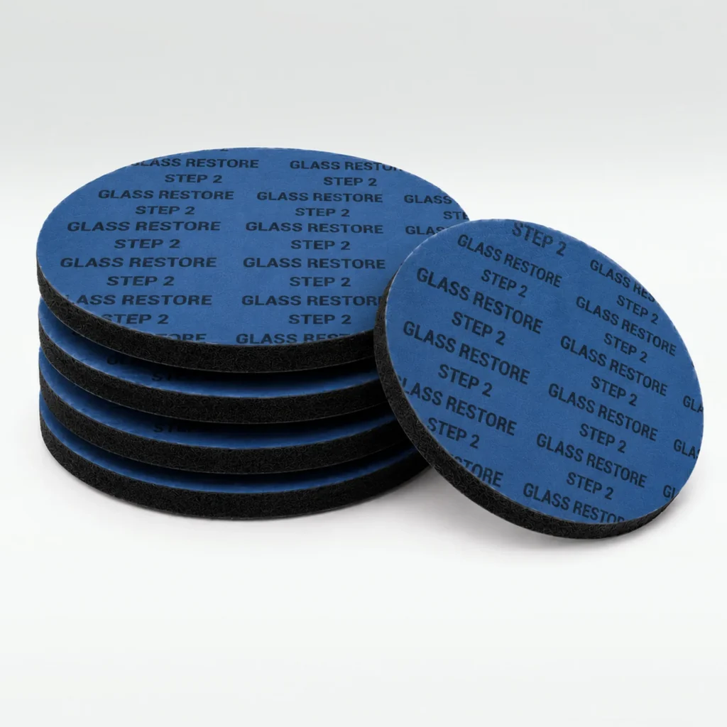Glass Restore Step 2 glass polishing pads, professional 5-pack, 5-inch