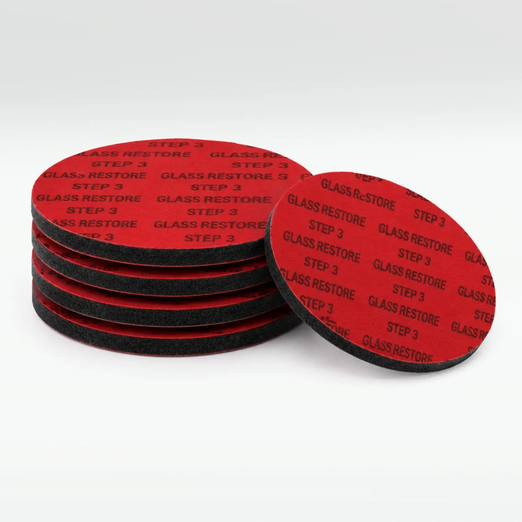 Glass Restore Step 3 glass polishing pads, professional 5-pack, 5-inch