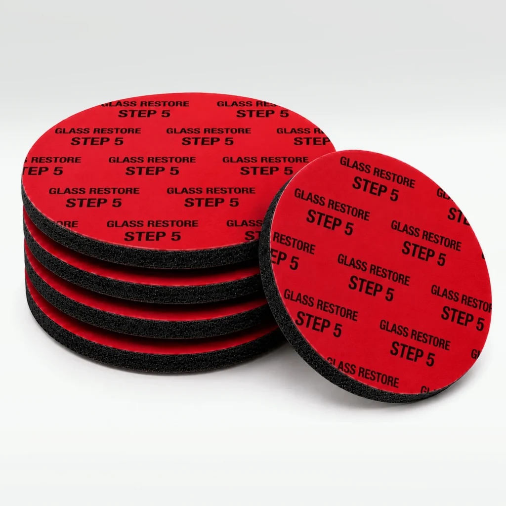 Glass Restore Step 5 glass polishing pads, professional 5-pack, 5-inch