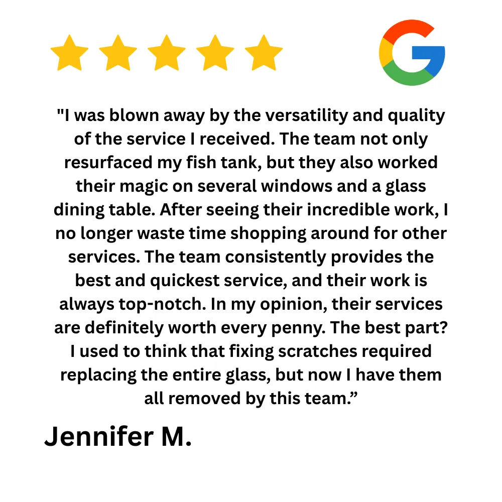 Customer review after the glass scratch removal & fix