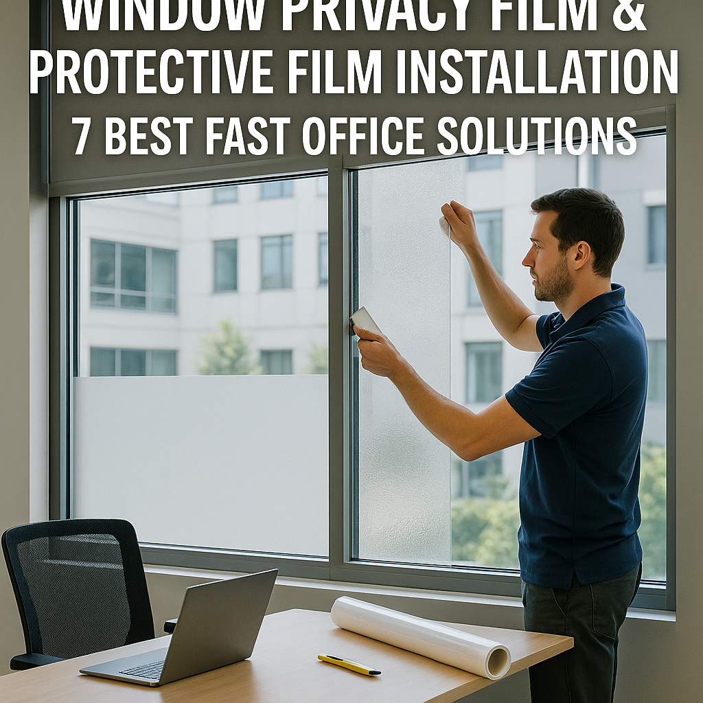 Illustration of Windows privacy film & protective film installation for 7 Best Fast Office Solutions